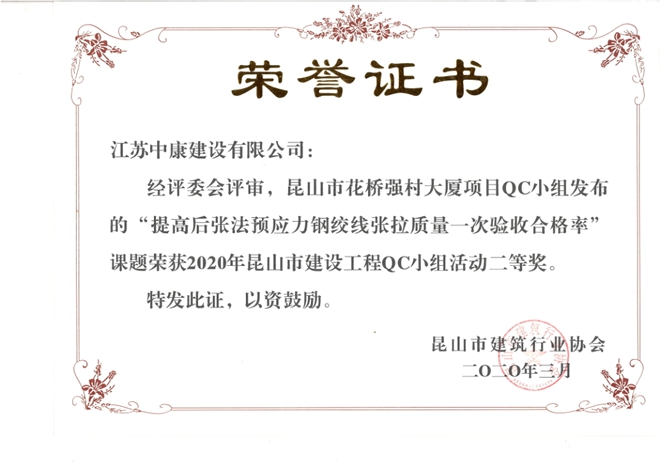 强村昆山QC二等奖